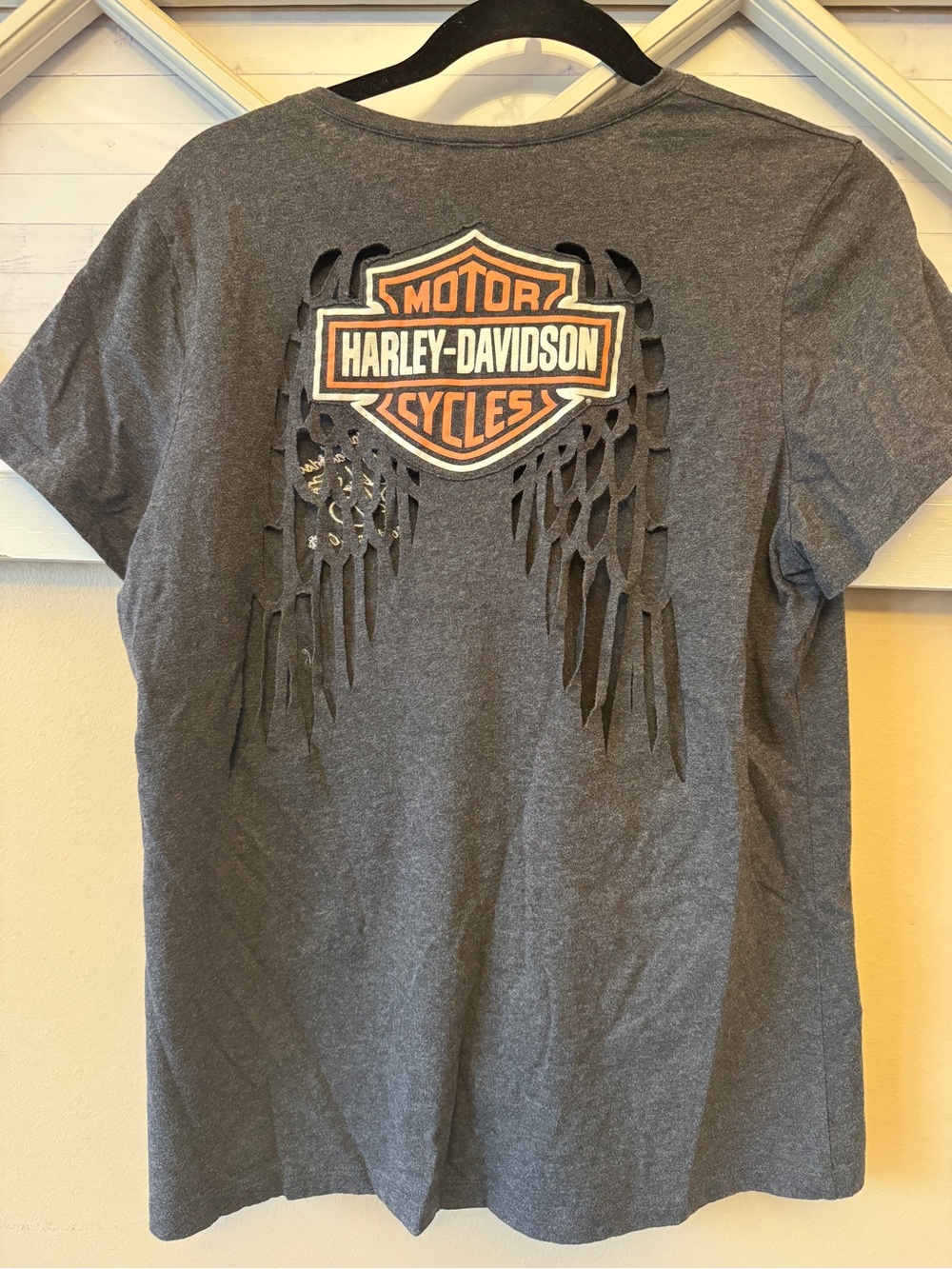 Womens Cortland Ohio USA Motor Harley-Davidson Dark Angel Cut-Out T Shirt XL